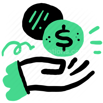 hand, gesture, dollar, money, coin, payment